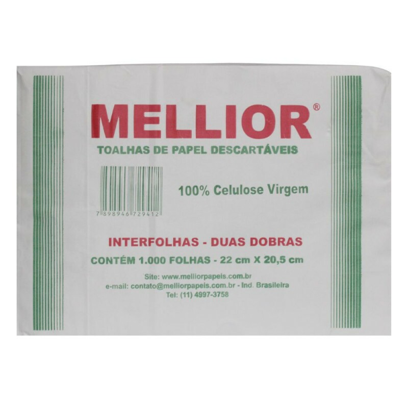 Toalha Interfolha Branca 22x20,5cm Mellior - Pacote Com 1000 Folhas Toalha Interfolha Branca 22x20,5cm Mellior - Pacote Com 1000 Folhas