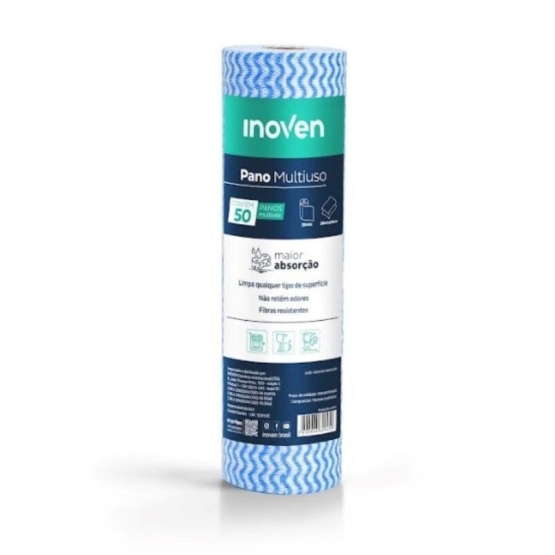 Rolo Pano De Limpeza Multiuso Azul 28cm X 25m Inoven Rolo Pano De Limpeza Multiuso Azul 28cm X 25m Inoven