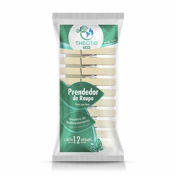 Prendedor De Roupa Madeira Theoto -  Pacote Com 12 Unidades