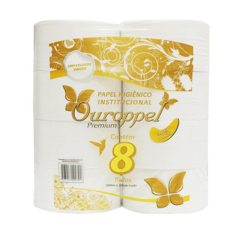 Papel Higienico Institucional 10cm X 300m Ouroppel Premium - Fardo Com 8 Rolos