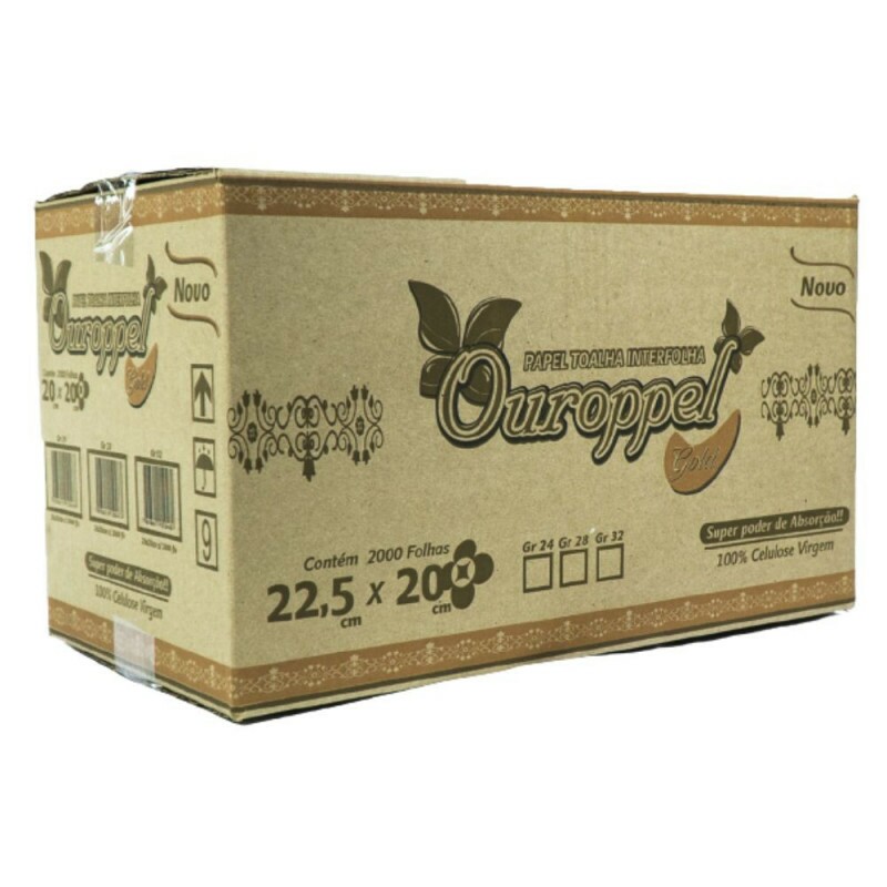 Papel Interfolha 22,5x20cm Gr24 Ouroppel - Caixa Com 2000 Unidades