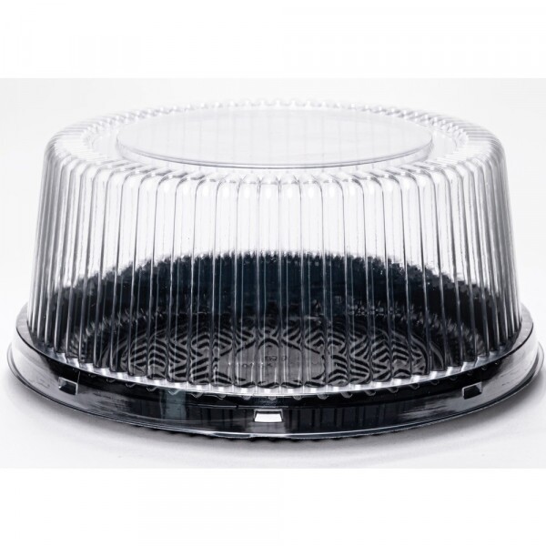 PF 32 APR Embalagem Cristal Redonda Alta Confeitaria Base Preta - Mini Torta Packform - Caixa Com 100 Unidades