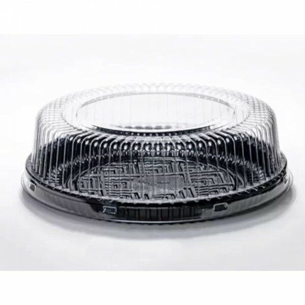 PF 32 BPR Embalagem Cristal Redonda Baixa Confeitaria Base Preta - Mini Torta Packform - Caixa Com 100 Unidades