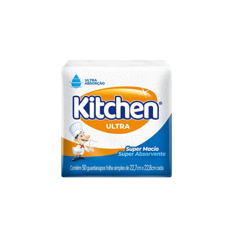 Guardanapo Kitchen Ultra Folha Simples Pequeno - Pacote Com 50 Unidades Guardanapo Kitchen Ultra Folha Simples Pequeno - Pacote Com 50 Unidades
