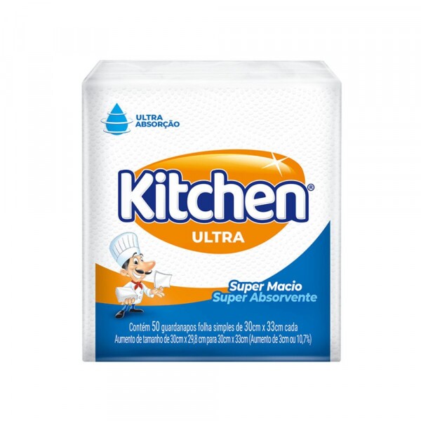Guardanapo Kitchen Ultra Folha Simples Grande - Pacote Com 50 Unidades Guardanapo Kitchen Ultra Folha Simples Grande - Pacote Com 50 Unidades