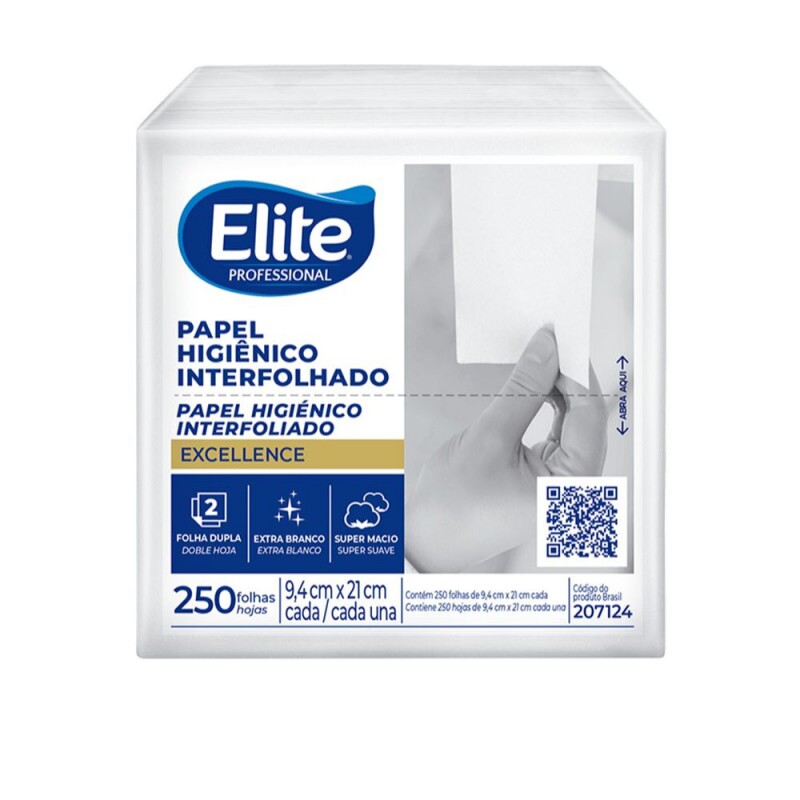 Papel Higienico Interfolhado Elite Pro Folha Dupla Excellence - Fardo Com 250 Folhas Papel Higienico Interfolhado Elite Pro Folha Dupla Excellence - Fardo Com 250 Folhas