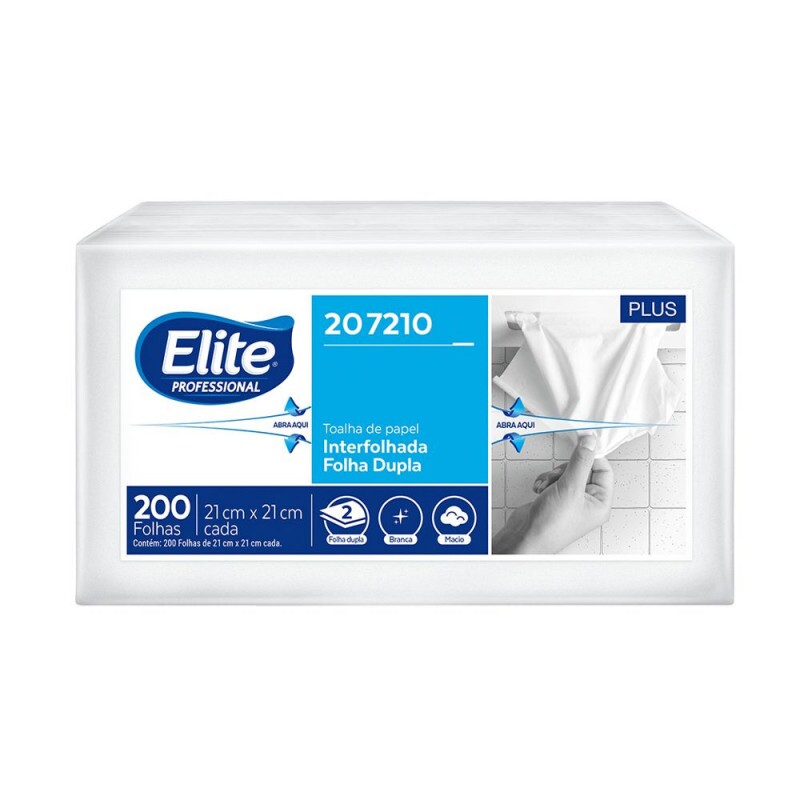 Papel Toalha Interfolhado Elite Plus Folha Dupla - Pacote Com 200 Unidades Papel Toalha Interfolhado Elite Plus Folha Dupla - Pacote Com 200 Unidades