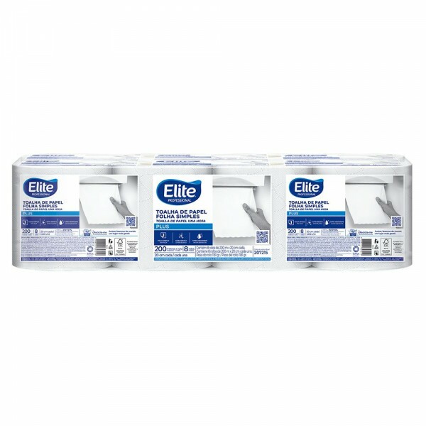 Toalha de Papel Rolo Elite Pro Folha Simples Plus 200m - Fardo Com 8 Rolos Toalha de Papel Rolo Elite Pro Folha Simples Plus 200m - Fardo Com 8 Rolos