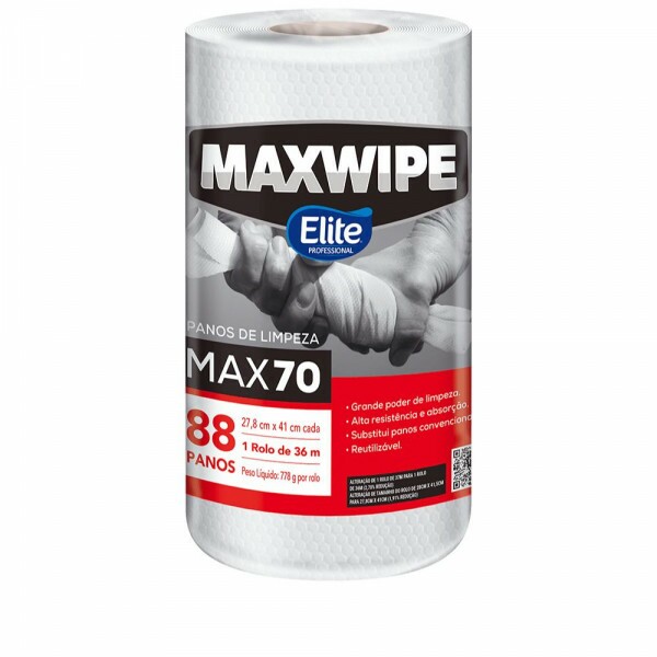 Pano de Limpeza Branco Maxwipe MAX70 - Rolo Com 88 Unidades Pano de Limpeza Branco Maxwipe MAX70 - Rolo Com 88 Unidades