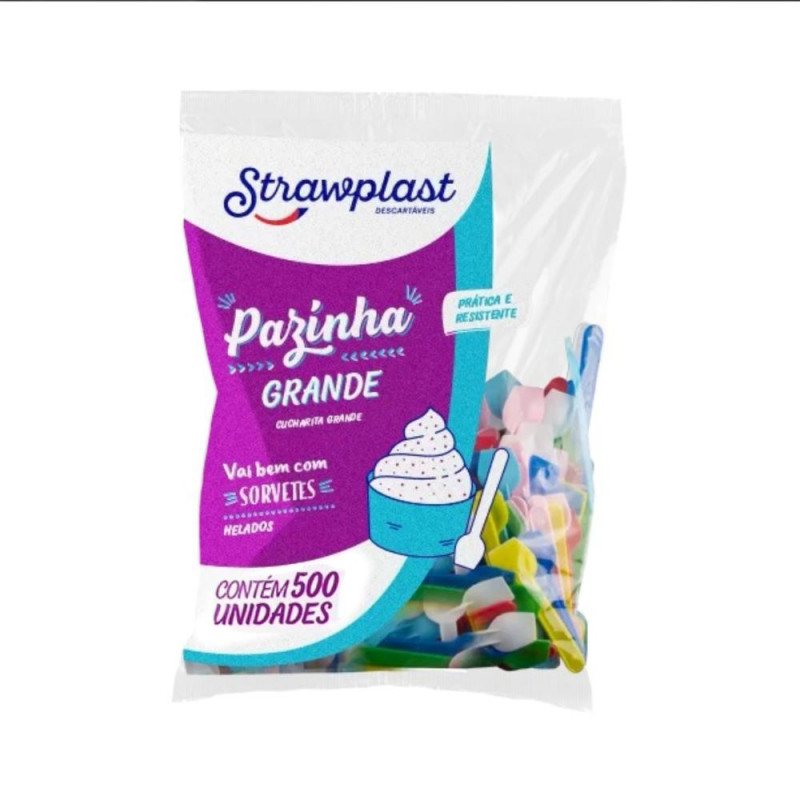 Pazinha Grande Cores Sortidas Strawplast - Pacote Com 500 Unidades