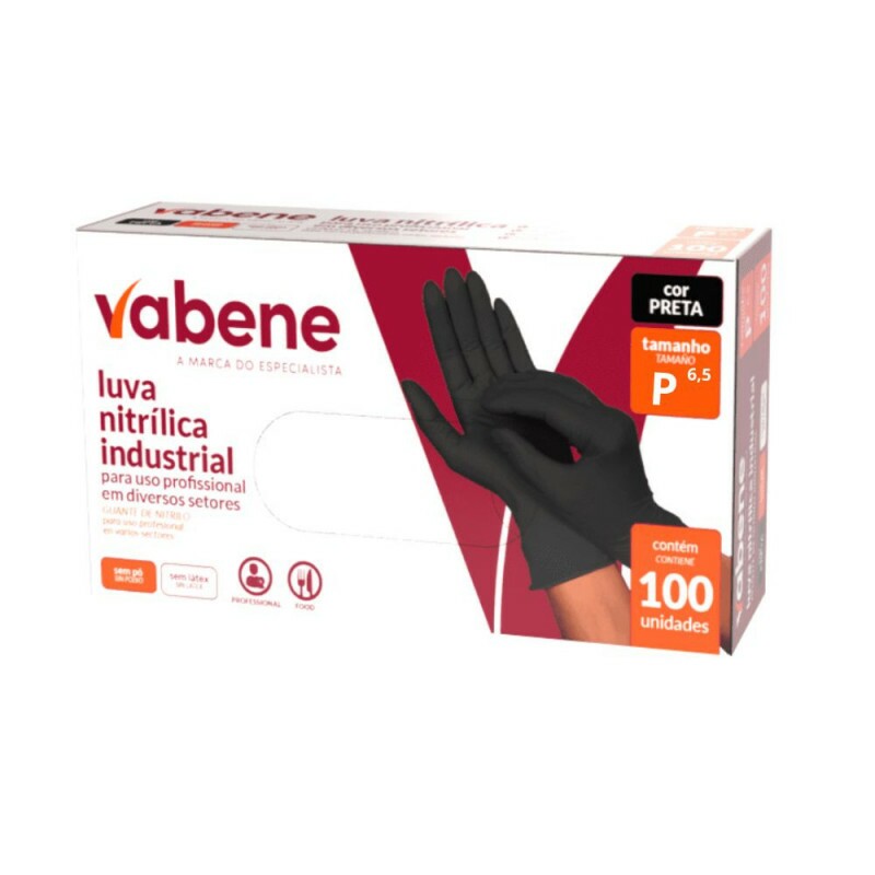 Luva Nitrilica Sem Po Protecao Industrial Preta P Vabene - Caixa Com 100 Unidades Luva Nitrilica Sem Po Protecao Industrial Preta P Vabene - Caixa Com 100 Unidades