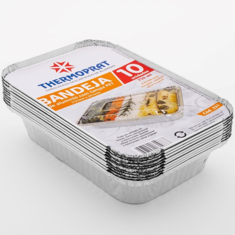 Pacote Bandeja 131 X 201 - 750ml Com 10 Unidades (Tampa Pet) Thermoprat