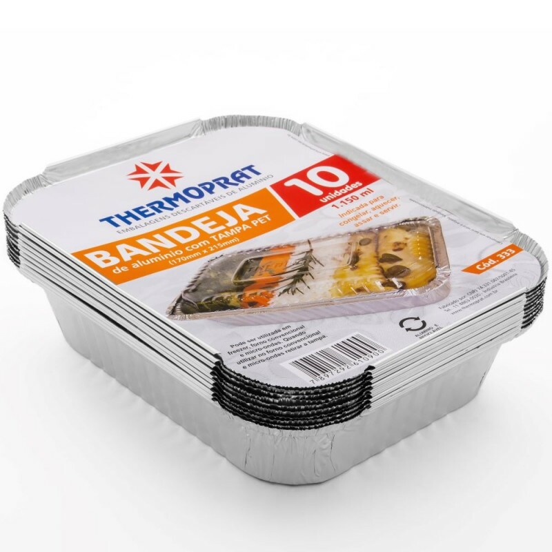 Pacote Bandeja 170 X 215 - 1150ml Com 10 Unidades (Tampa Pet) Thermoprat