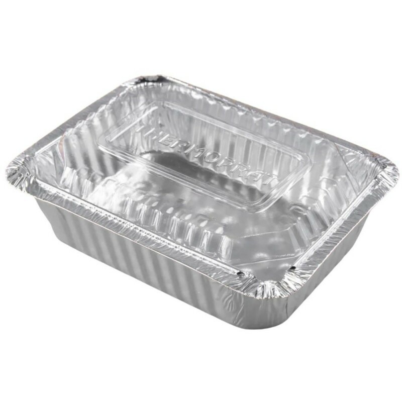 Bandeja Aluminio 95x125 230ml Com Tampa PET Thermoprat - Caixa Com 100 Conjuntos