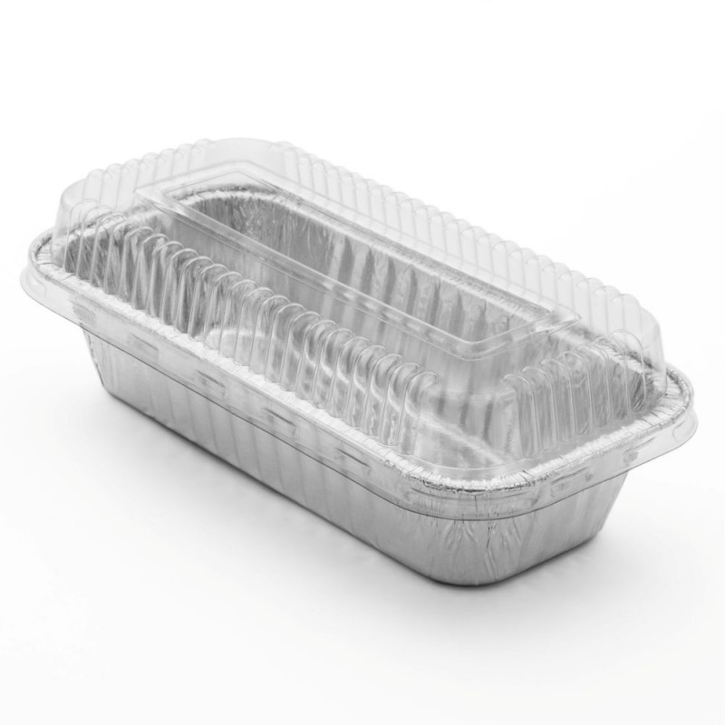 Bandeja Aluminio Bolo Ingles 600ml Com Tampa PET Thermoprat - Caixa Com 50 Conjuntos