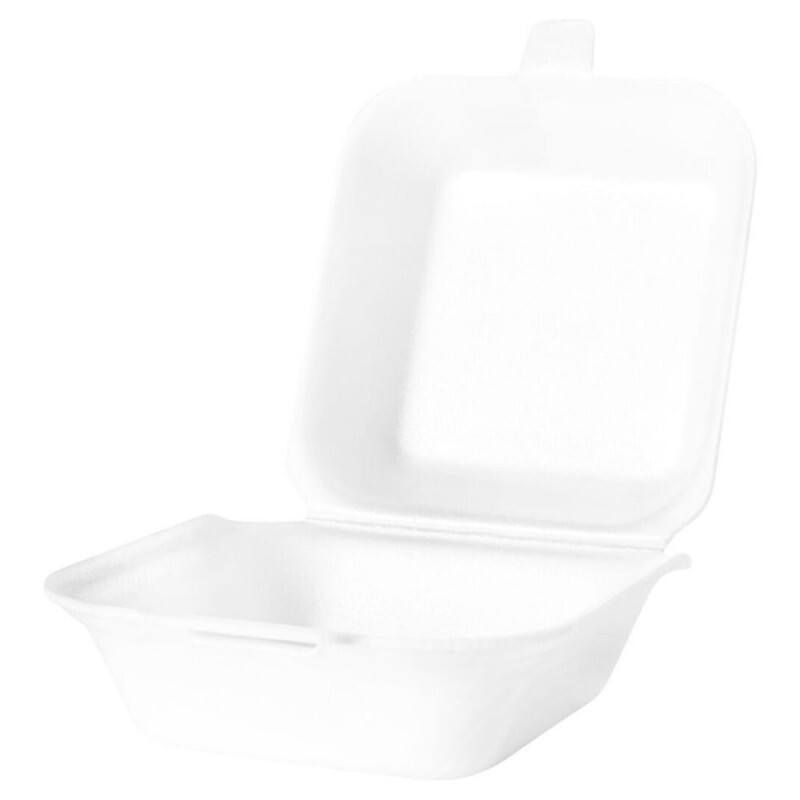 CH-001 - Hamburgueira Isopor Branca Pequena 138X138X68mm Copobras - Fardo Com 400 Unidades