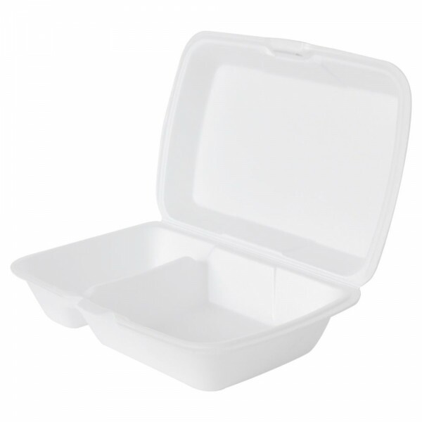 CH-121-2D - Hamburgueira Branca Isopor Com Divisoria 247x161x70mm Copobras - Fardo Com 200 Unidades