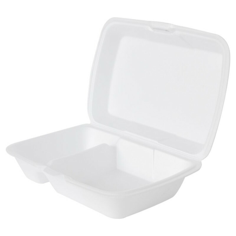 CH-121-2D - Hamburgueira Branca Isopor Com Divisoria 247x161x70mm Copobras - Fardo Com 200 Unidades CH-121-2D - Hamburgueira Branca Isopor Com Divisoria 247x161x70mm Copobras - Fardo Com 200 Unidades
