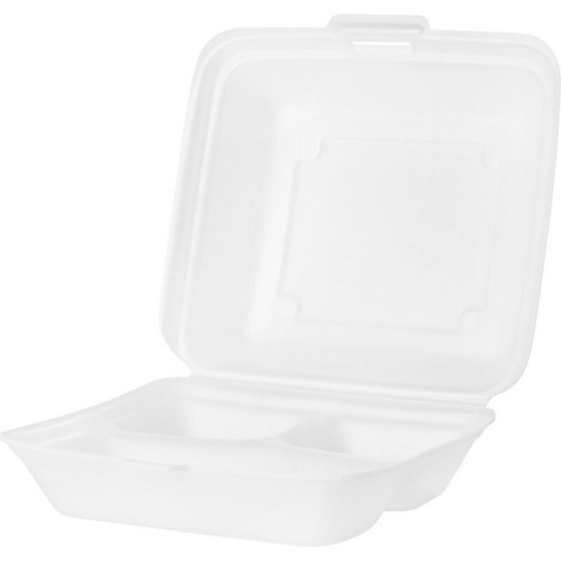CH-200-3D - Hamburgueira Isopor Branca 3 Divisorias Copobras - Fardo Com 200 Unidades