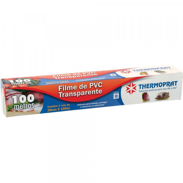 Rolo De Filme PVC Transparente 28cm X 100m Thermoprat