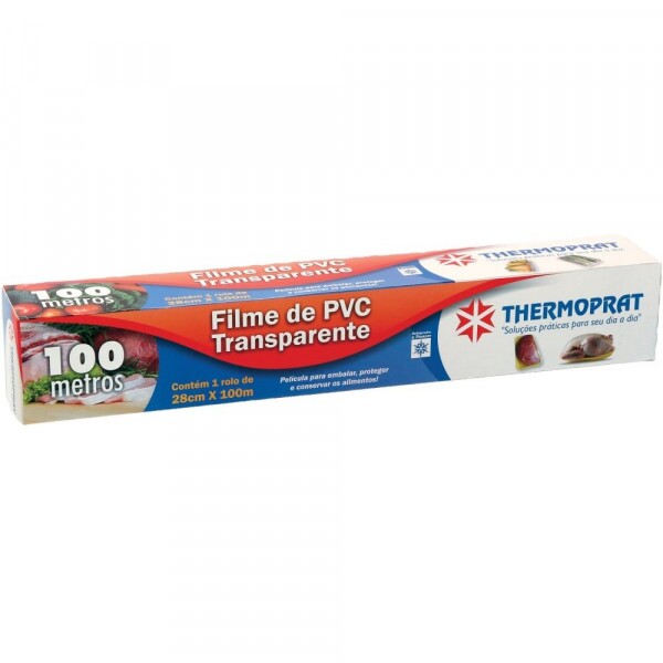 Rolo De Filme PVC Transparente 28cm X 100m Thermoprat