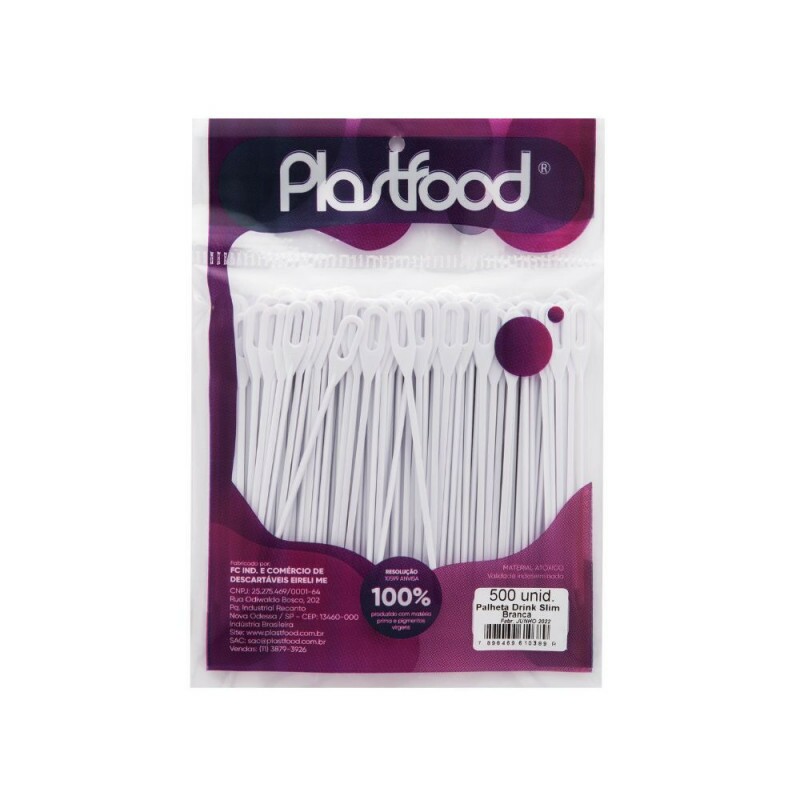 Mexedor Drink Slim Branco Biodegradavel Plastfood - Pacote Com 500 Unidades Mexedor Drink Slim Branco Biodegradavel Plastfood - Pacote Com 500 Unidades