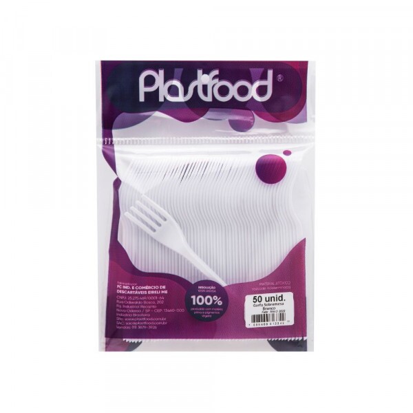 Garfo Sobremesa Branco Biodegradavel Plastfood - Pacote Com 50 Unidades Garfo Sobremesa Branco Biodegradavel Plastfood - Pacote Com 50 Unidades