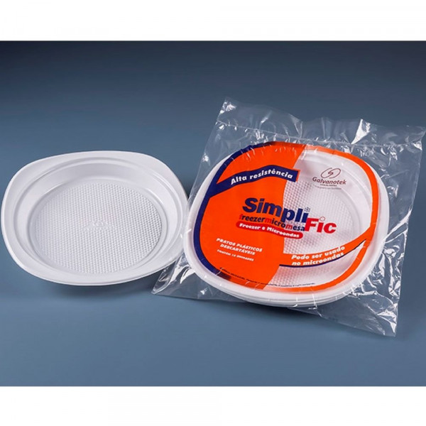 G 260 SF - Prato Plastico Branco Raso Borda Quadrada Galvanotek - Pacote Com 10 Unidades G 260 SF - Prato Plastico Branco Raso Borda Quadrada Galvanotek - Pacote Com 10 Unidades