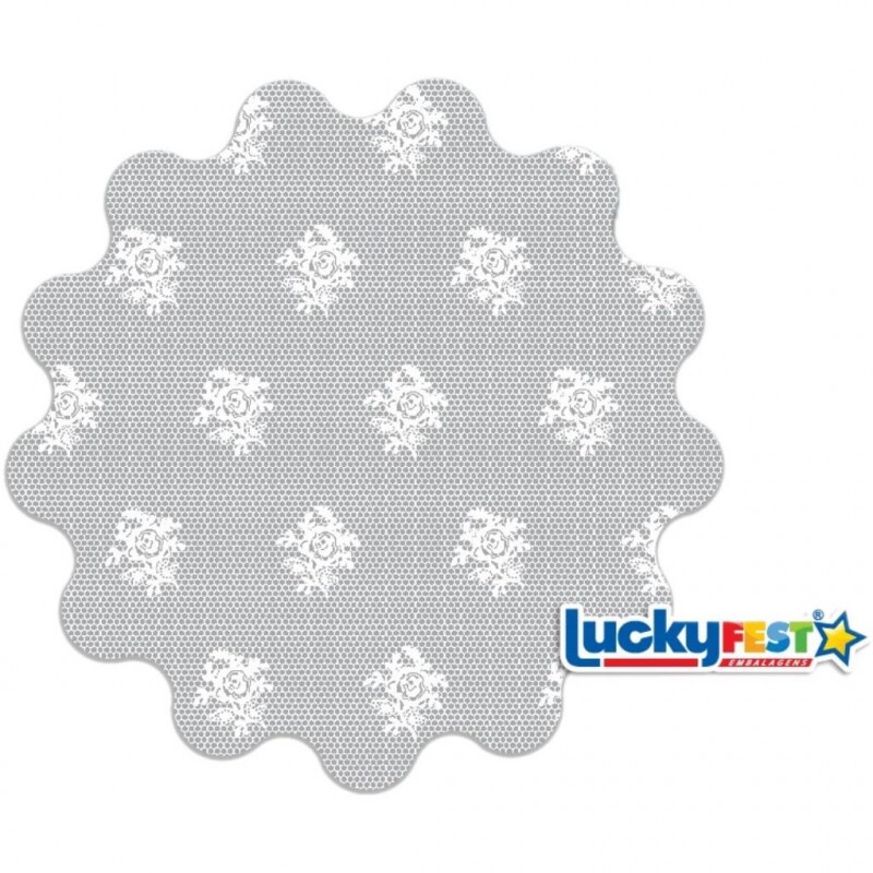 Fundo Para Bolo Redondo 28cm Branco Rendado - Pacote Com 100 Unidades Fundo Para Bolo Redondo 28cm Branco Rendado - Pacote Com 100 Unidades