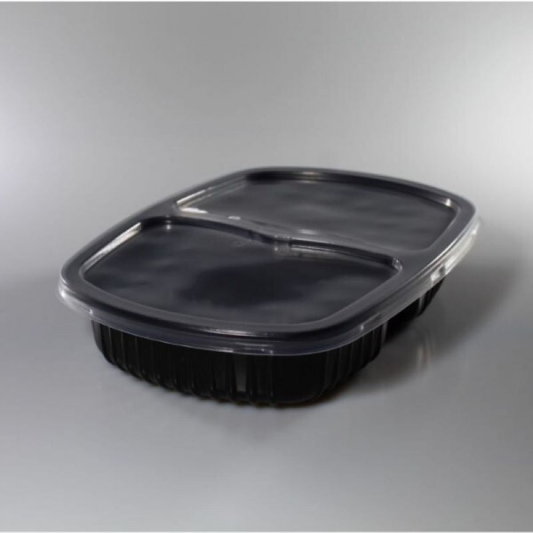 G 322 PR - Bandeja Preta 2 Divisorias 1150ml Galvanotek - Caixa Com 100 Conjuntos