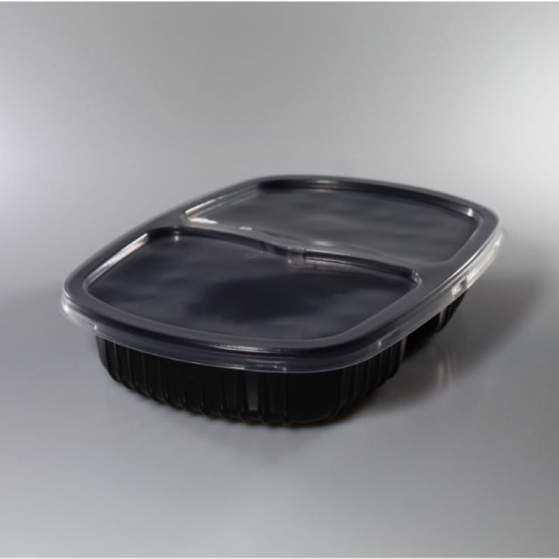 G 322 PR - Bandeja Preta 2 Divisorias 1150ml Galvanotek - Caixa Com 100 Conjuntos