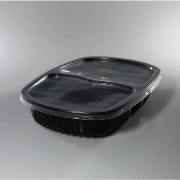 G 322 PR - Bandeja Preta 2 Divisorias 1150ml Galvanotek - Caixa Com 100 Conjuntos