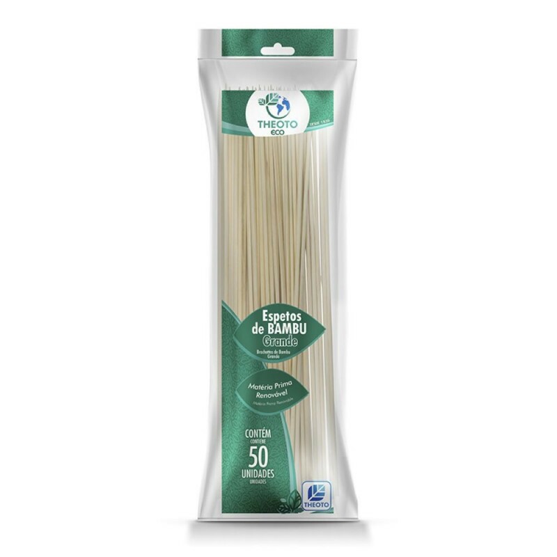 Espeto De Bambu 30cm Theoto Pacote Com 50 Unidades