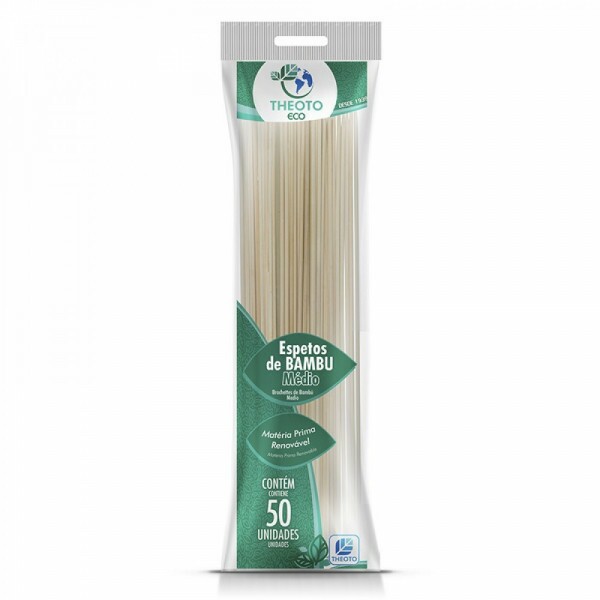 Espeto De Bambu 25cm Theoto Pacote Com 50 Unidades