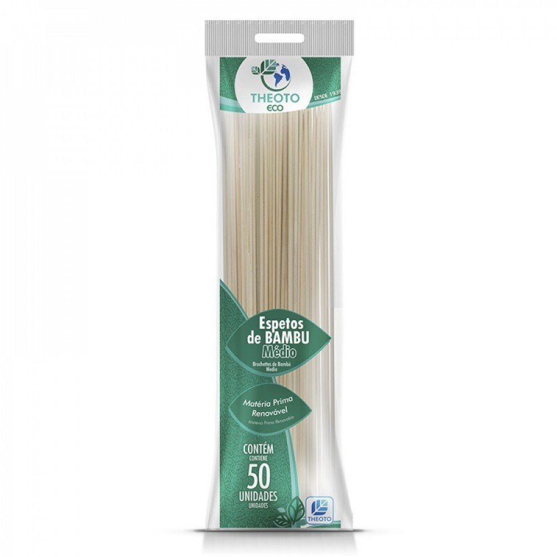 Espeto De Bambu 25cm Theoto Pacote Com 50 Unidades