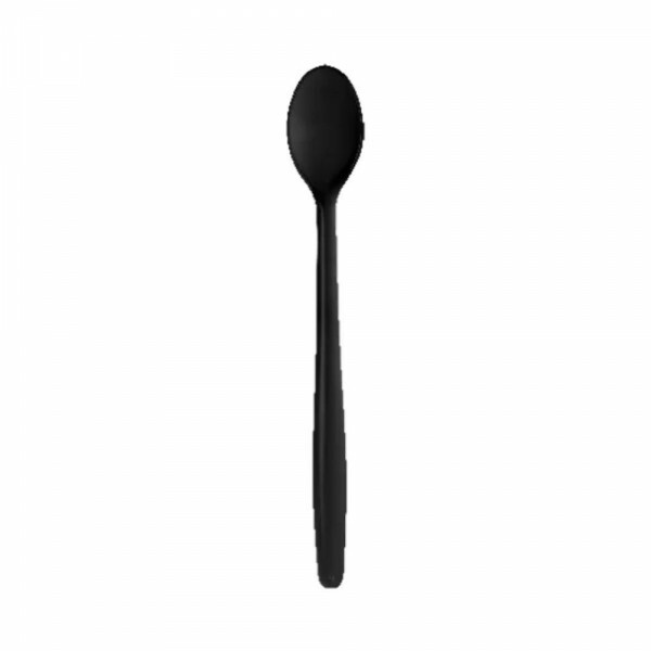 Colher Longa Preta 18cm Strawplast - Pacote Com 50 Unidades