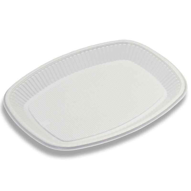 Travessa Plastica Pequena Branca Biodegradavel Trik Trik - Pacote Com 10 Unidades