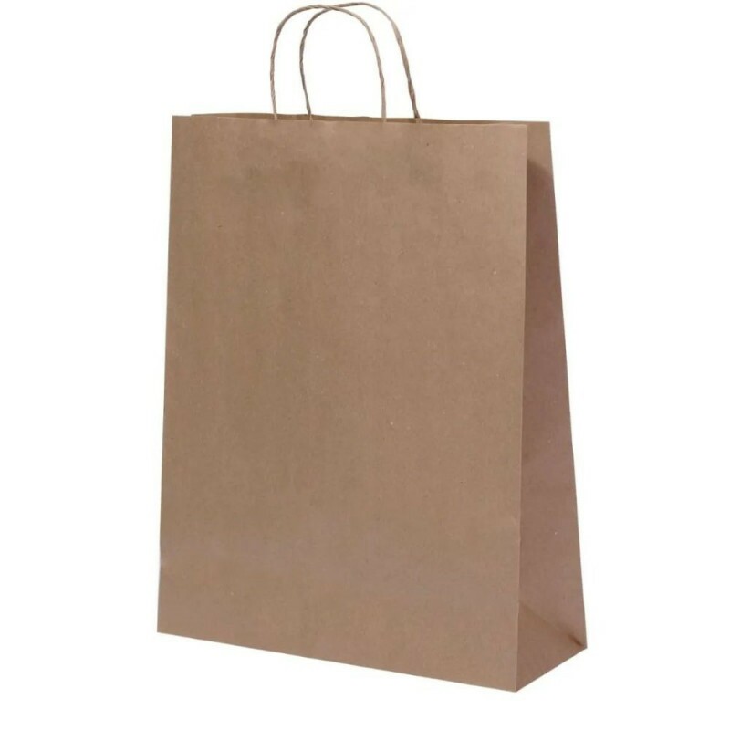 Sacola Kraft Natural 30,5x11,5x30,5cm - Pacote Com 10 Unidades