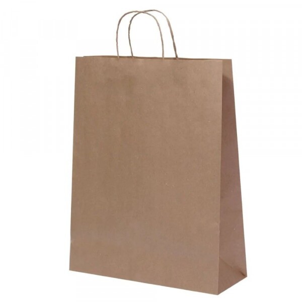 Sacola Kraft Natural 30,5x11,5x38cm - Pacote Com 10 Unidades
