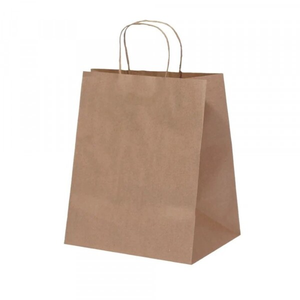 Sacola Kraft Natural 23,5x17x28cm - Pacote Com 10 Unidades