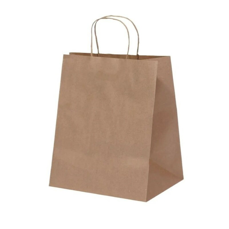 Sacola Kraft Natural 23,5x17x28cm - Pacote Com 10 Unidades