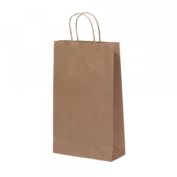 Sacola Kraft Natural 23,5x10x39cm - Pacote Com 10 Unidades
