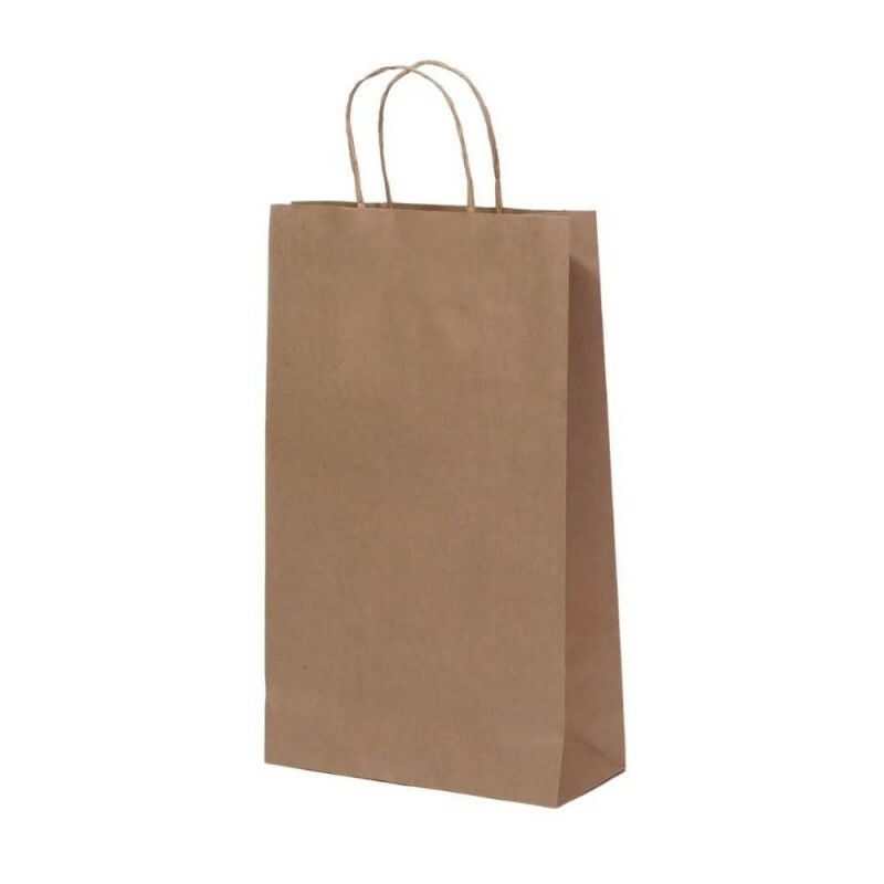 Sacola Kraft Natural 23,5x10x39cm - Pacote Com 10 Unidades