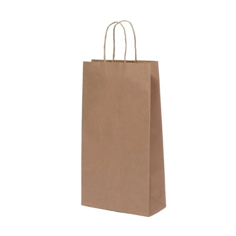 Sacola Kraft Natural 17,5x8,5x33cm - Pacote Com 10 Unidades