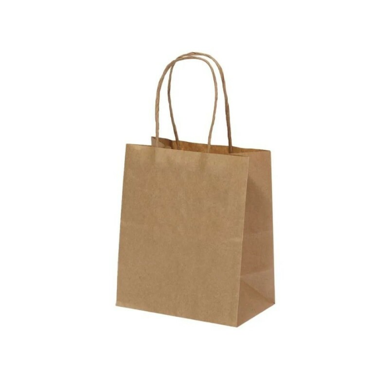 Sacola Kraft Natural 13,5x8x21cm - Pacote Com 10 Unidades
