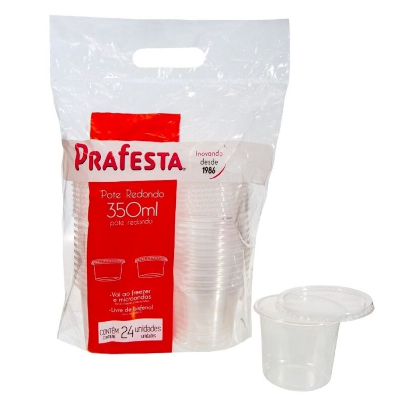 Pote Redondo Com Tampa 350ml Prafesta - Pacote Com 24 Conjuntos Pote Redondo Com Tampa 350ml Prafesta - Pacote Com 24 Conjuntos