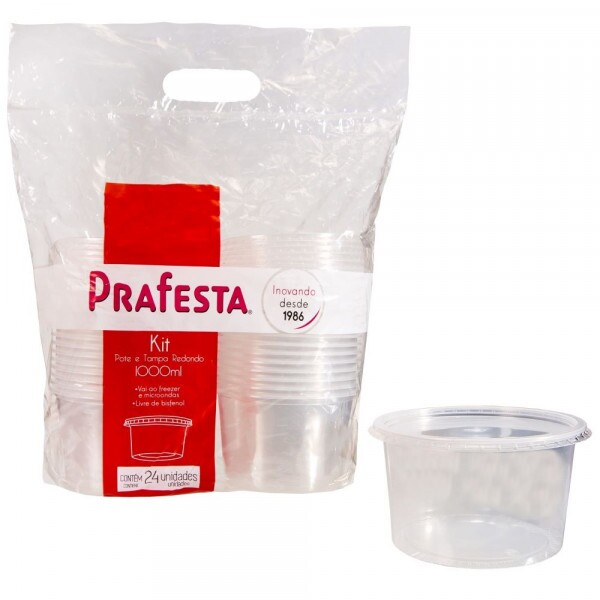 Pote Redondo Com Tampa 1000ml Prafesta - Pacote Com 24 Conjuntos