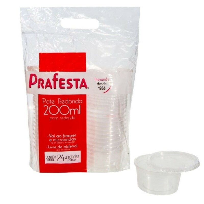 Pote Redondo Com Tampa 200ml Prafesta - Pacote Com 24 Conjuntos Pote Redondo Com Tampa 200ml Prafesta - Pacote Com 24 Conjuntos