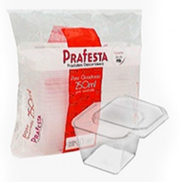 Pote Quadrado Com Tampa 250ml Prafesta - Pacote Com 20 Conjuntos