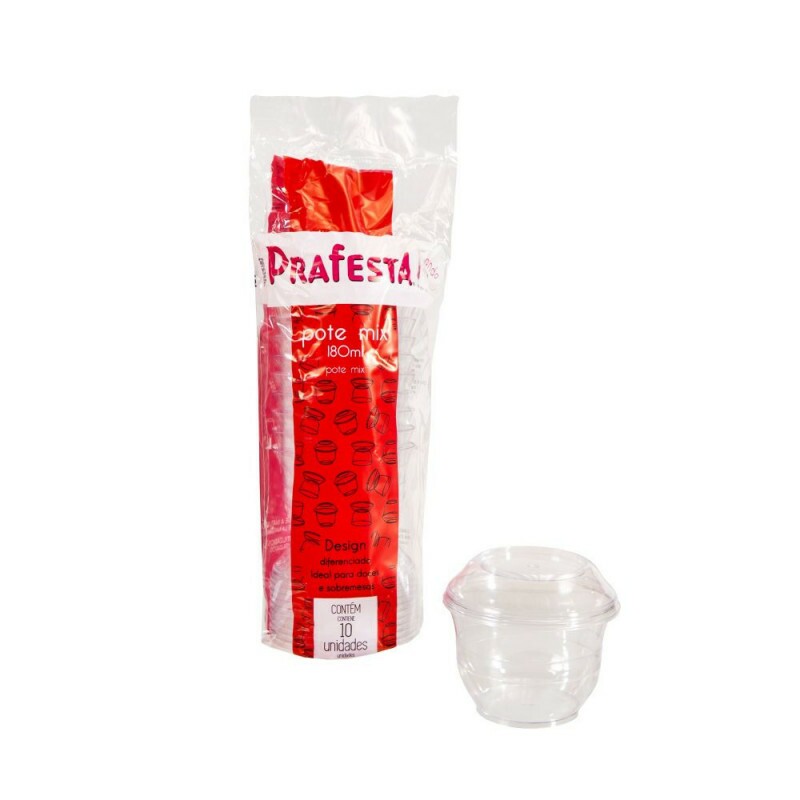 Pote Mix Cristal 180ml Prafesta - Pacote Com 10 Conjuntos Pote Mix Cristal 180ml Prafesta - Pacote Com 10 Conjuntos